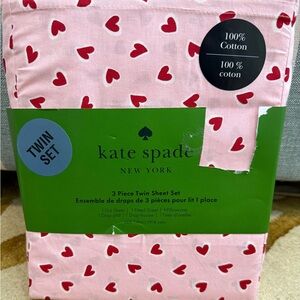 Kate Spade Pink and Red Heart Twin Sheet Set